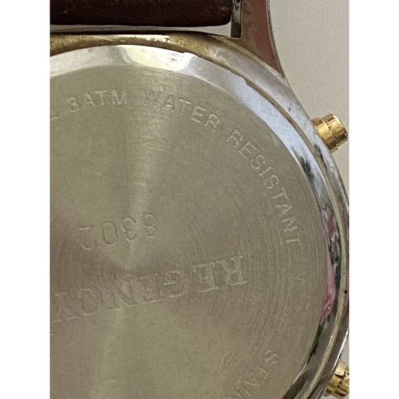 Regency Men's Brown Leather Stainless Steel Water Resistant Quartz Battery Watch - Picture 13 of 16